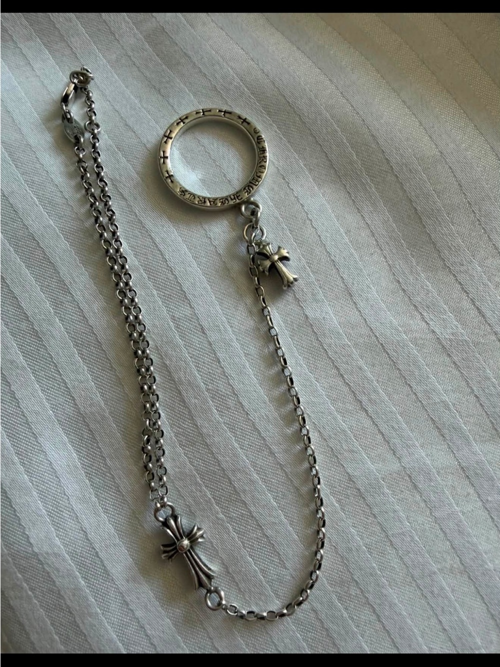Chrome Hearts Silver Cross Ring bracelet